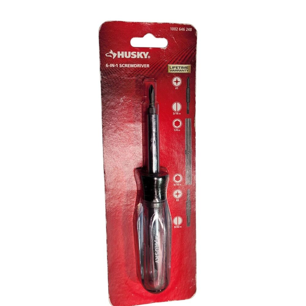 Husky 6-in-1 Screwdriver Clear Plastic Handle 1002-646-248